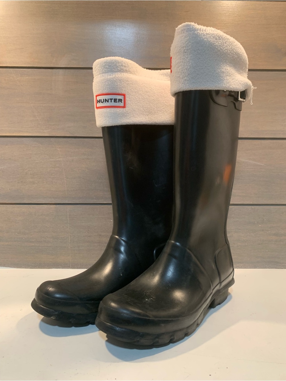 Hunter Kids Black Original Tall Boot With Socks Size 4B/ 5G Preppy Waterproof